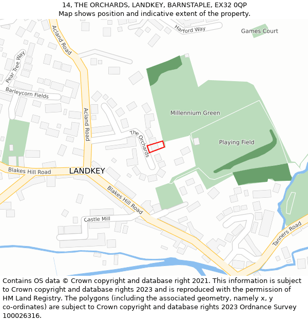 14, THE ORCHARDS, LANDKEY, BARNSTAPLE, EX32 0QP: Location map and indicative extent of plot