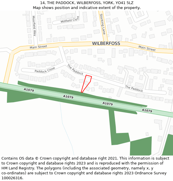 14, THE PADDOCK, WILBERFOSS, YORK, YO41 5LZ: Location map and indicative extent of plot