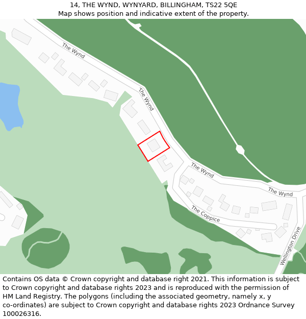 14, THE WYND, WYNYARD, BILLINGHAM, TS22 5QE: Location map and indicative extent of plot