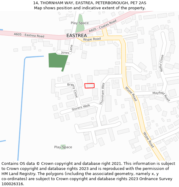 14, THORNHAM WAY, EASTREA, PETERBOROUGH, PE7 2AS: Location map and indicative extent of plot