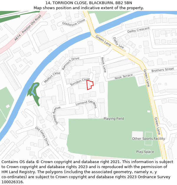 14, TORRIDON CLOSE, BLACKBURN, BB2 5BN: Location map and indicative extent of plot