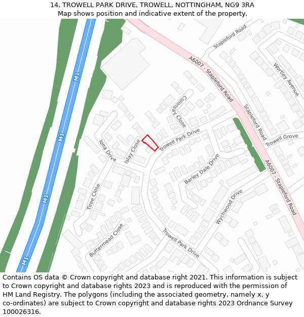 14, TROWELL PARK DRIVE, TROWELL, NOTTINGHAM, NG9 3RA: Location map and indicative extent of plot