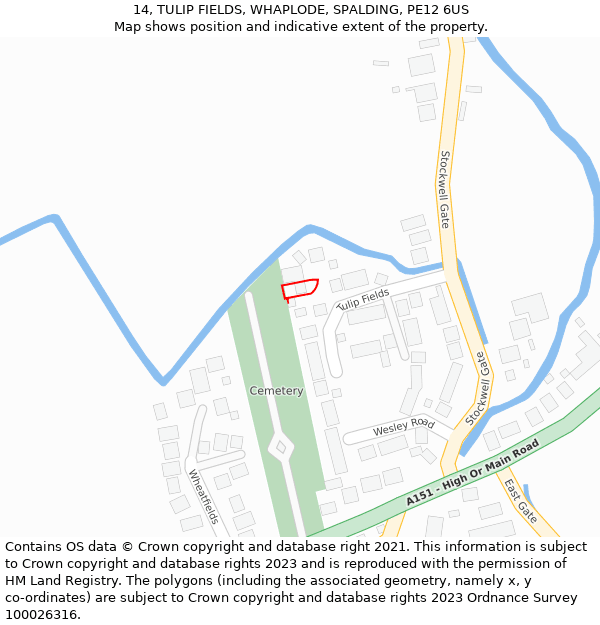 14, TULIP FIELDS, WHAPLODE, SPALDING, PE12 6US: Location map and indicative extent of plot