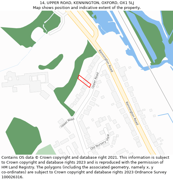 14, UPPER ROAD, KENNINGTON, OXFORD, OX1 5LJ: Location map and indicative extent of plot