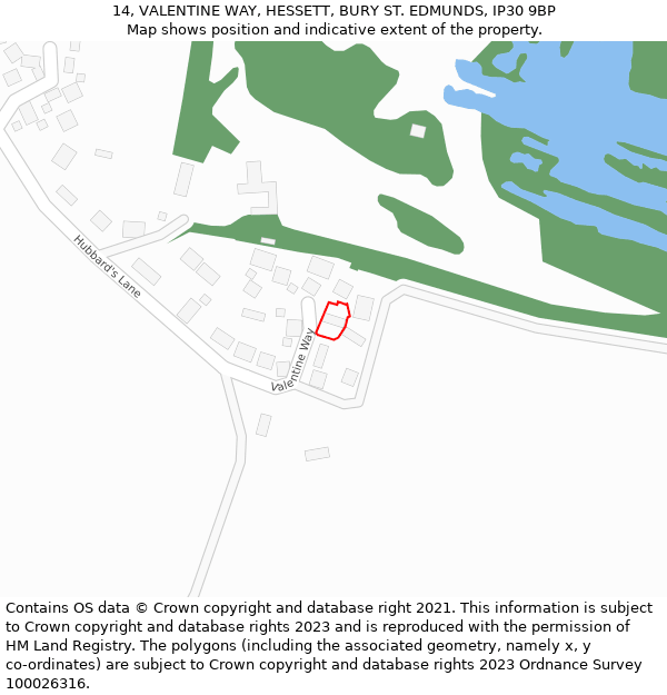 14, VALENTINE WAY, HESSETT, BURY ST. EDMUNDS, IP30 9BP: Location map and indicative extent of plot