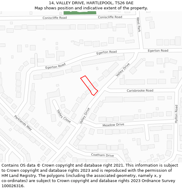 14, VALLEY DRIVE, HARTLEPOOL, TS26 0AE: Location map and indicative extent of plot