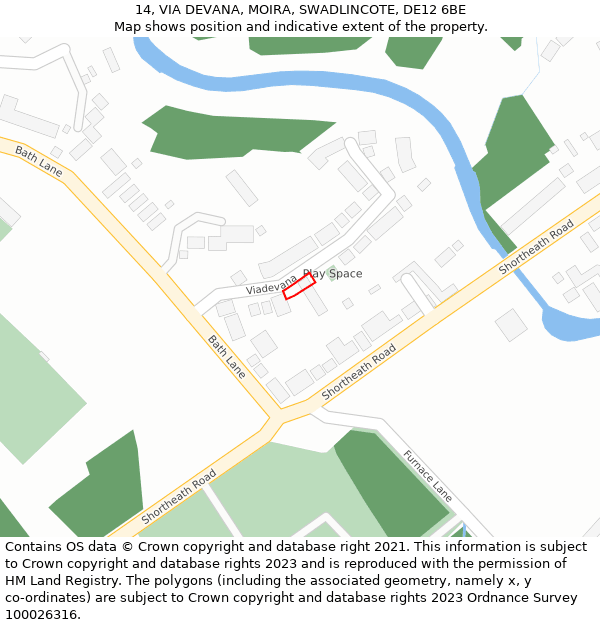 14, VIA DEVANA, MOIRA, SWADLINCOTE, DE12 6BE: Location map and indicative extent of plot