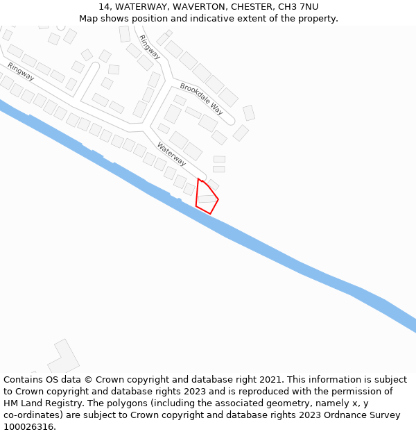 14, WATERWAY, WAVERTON, CHESTER, CH3 7NU: Location map and indicative extent of plot