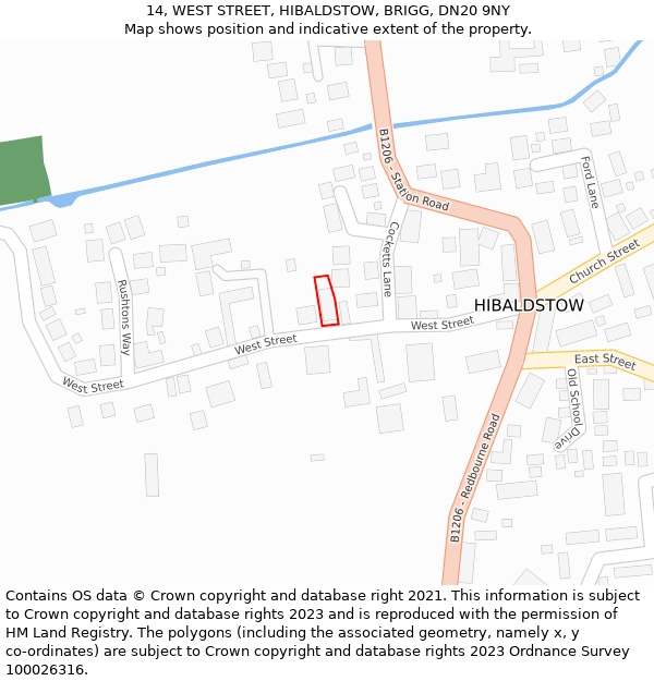 14, WEST STREET, HIBALDSTOW, BRIGG, DN20 9NY: Location map and indicative extent of plot