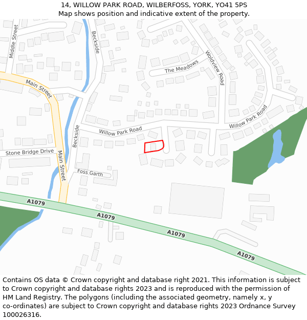 14, WILLOW PARK ROAD, WILBERFOSS, YORK, YO41 5PS: Location map and indicative extent of plot