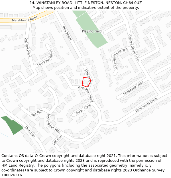 14, WINSTANLEY ROAD, LITTLE NESTON, NESTON, CH64 0UZ: Location map and indicative extent of plot