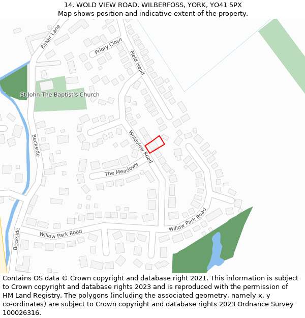 14, WOLD VIEW ROAD, WILBERFOSS, YORK, YO41 5PX: Location map and indicative extent of plot