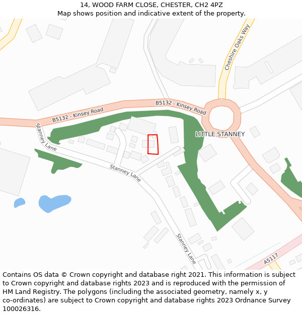 14, WOOD FARM CLOSE, CHESTER, CH2 4PZ: Location map and indicative extent of plot