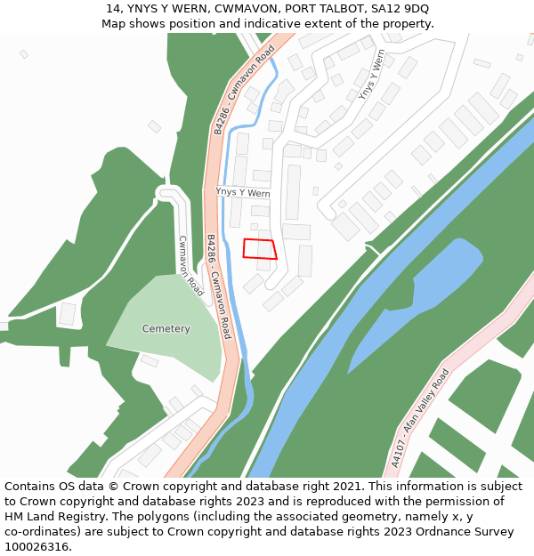 14, YNYS Y WERN, CWMAVON, PORT TALBOT, SA12 9DQ: Location map and indicative extent of plot