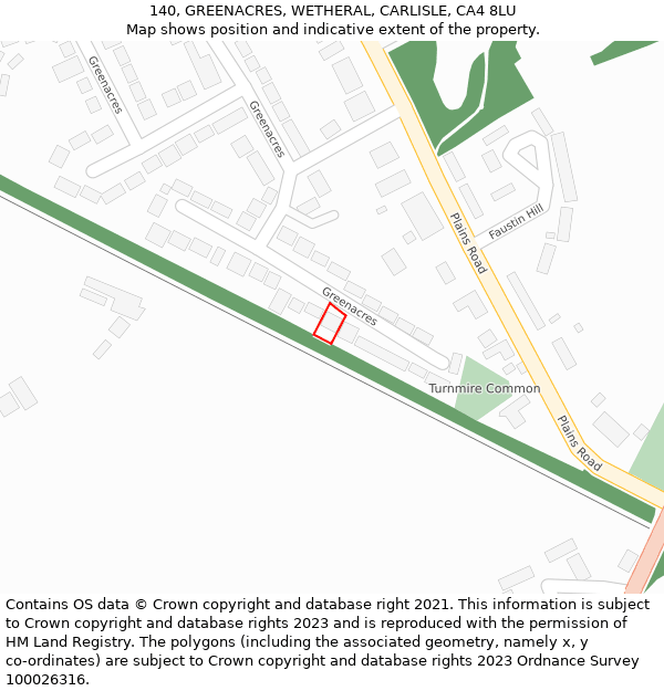 140, GREENACRES, WETHERAL, CARLISLE, CA4 8LU: Location map and indicative extent of plot