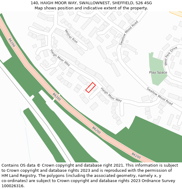 140, HAIGH MOOR WAY, SWALLOWNEST, SHEFFIELD, S26 4SG: Location map and indicative extent of plot