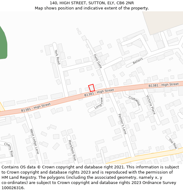140, HIGH STREET, SUTTON, ELY, CB6 2NR: Location map and indicative extent of plot