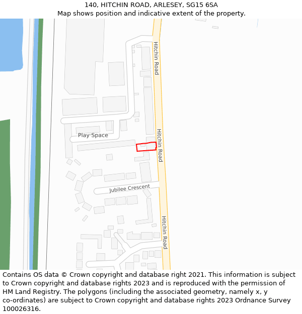 140, HITCHIN ROAD, ARLESEY, SG15 6SA: Location map and indicative extent of plot