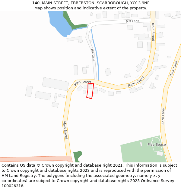 140, MAIN STREET, EBBERSTON, SCARBOROUGH, YO13 9NF: Location map and indicative extent of plot