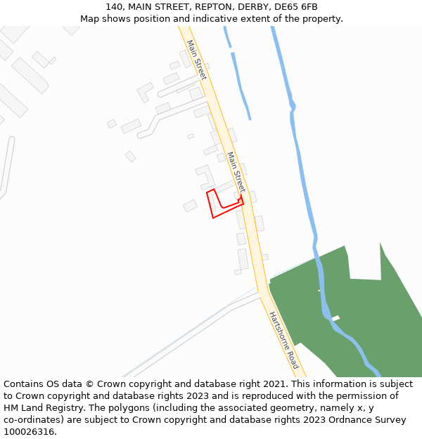 140, MAIN STREET, REPTON, DERBY, DE65 6FB: Location map and indicative extent of plot