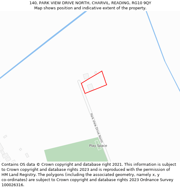140, PARK VIEW DRIVE NORTH, CHARVIL, READING, RG10 9QY: Location map and indicative extent of plot
