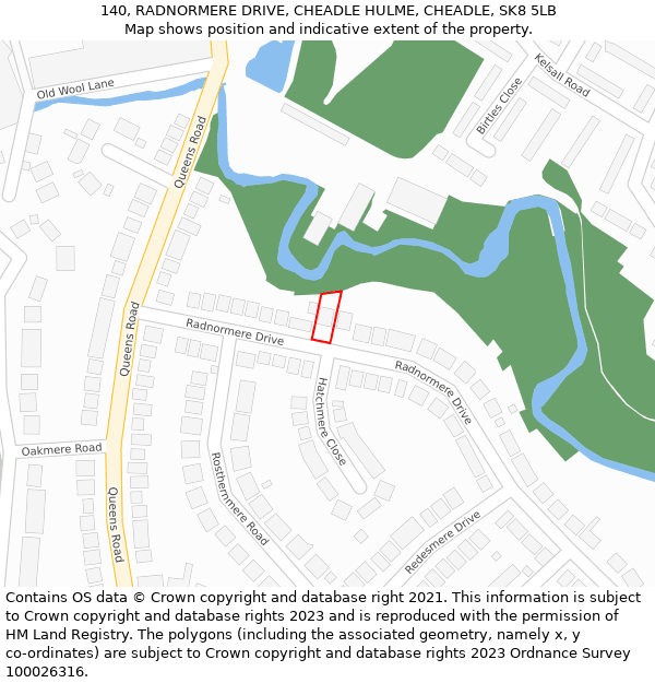 140, RADNORMERE DRIVE, CHEADLE HULME, CHEADLE, SK8 5LB: Location map and indicative extent of plot