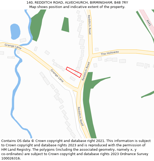 140, REDDITCH ROAD, ALVECHURCH, BIRMINGHAM, B48 7RY: Location map and indicative extent of plot