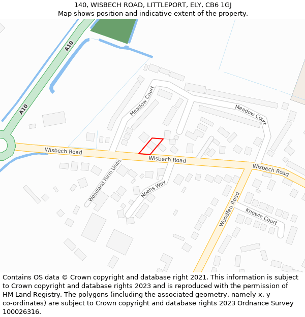 140, WISBECH ROAD, LITTLEPORT, ELY, CB6 1GJ: Location map and indicative extent of plot