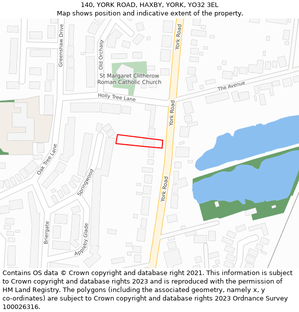 140, YORK ROAD, HAXBY, YORK, YO32 3EL: Location map and indicative extent of plot