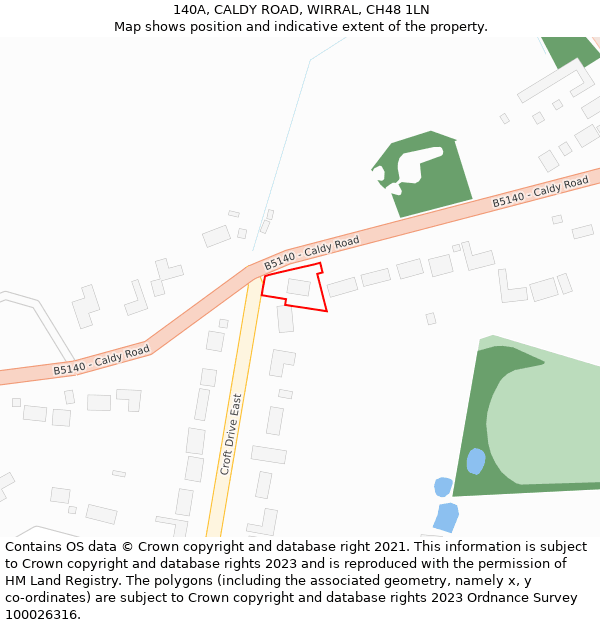 140A, CALDY ROAD, WIRRAL, CH48 1LN: Location map and indicative extent of plot