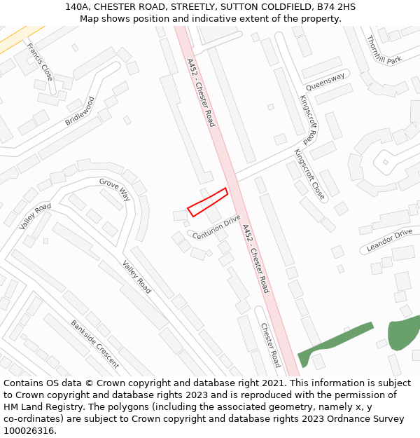 140A, CHESTER ROAD, STREETLY, SUTTON COLDFIELD, B74 2HS: Location map and indicative extent of plot