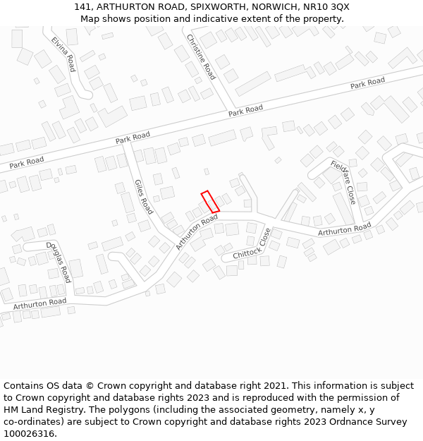 141, ARTHURTON ROAD, SPIXWORTH, NORWICH, NR10 3QX: Location map and indicative extent of plot