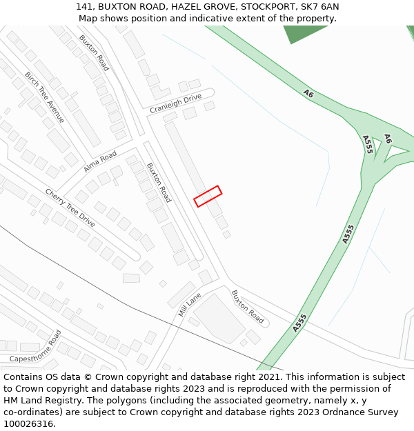 141, BUXTON ROAD, HAZEL GROVE, STOCKPORT, SK7 6AN: Location map and indicative extent of plot
