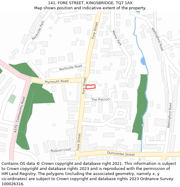 141, FORE STREET, KINGSBRIDGE, TQ7 1AX: Location map and indicative extent of plot