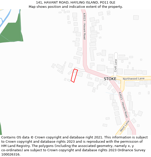 141, HAVANT ROAD, HAYLING ISLAND, PO11 0LE: Location map and indicative extent of plot