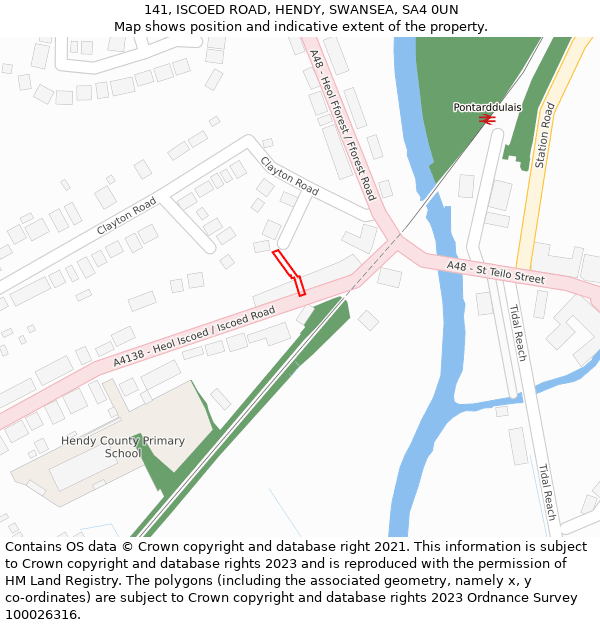 141, ISCOED ROAD, HENDY, SWANSEA, SA4 0UN: Location map and indicative extent of plot