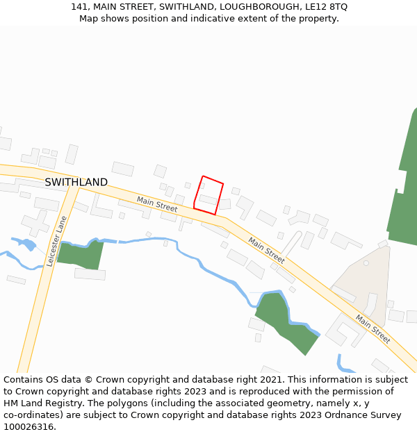 141, MAIN STREET, SWITHLAND, LOUGHBOROUGH, LE12 8TQ: Location map and indicative extent of plot