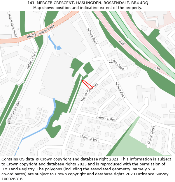 141, MERCER CRESCENT, HASLINGDEN, ROSSENDALE, BB4 4DQ: Location map and indicative extent of plot