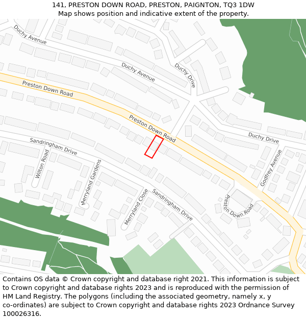 141, PRESTON DOWN ROAD, PRESTON, PAIGNTON, TQ3 1DW: Location map and indicative extent of plot