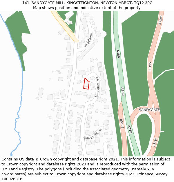 141, SANDYGATE MILL, KINGSTEIGNTON, NEWTON ABBOT, TQ12 3PG: Location map and indicative extent of plot