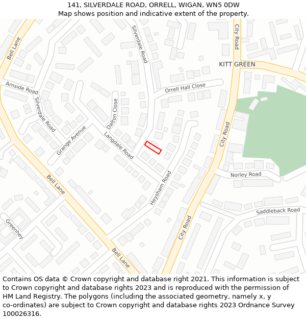 141, SILVERDALE ROAD, ORRELL, WIGAN, WN5 0DW: Location map and indicative extent of plot