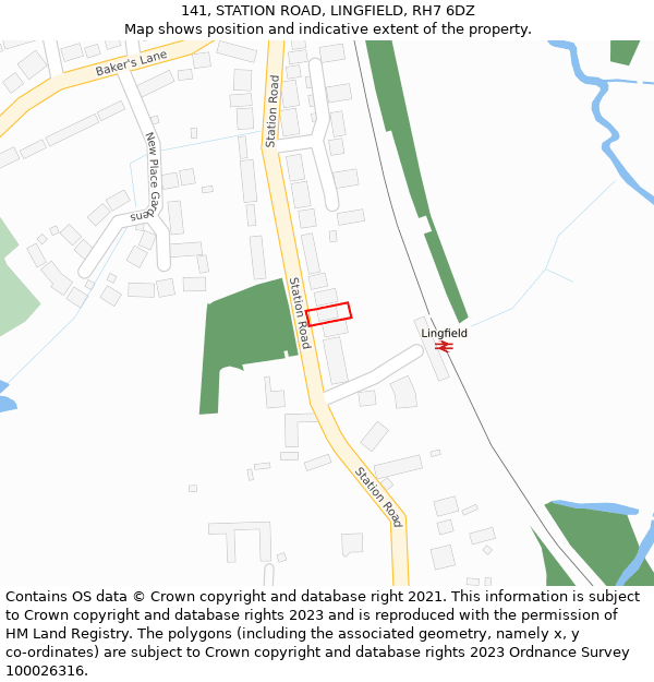 141, STATION ROAD, LINGFIELD, RH7 6DZ: Location map and indicative extent of plot