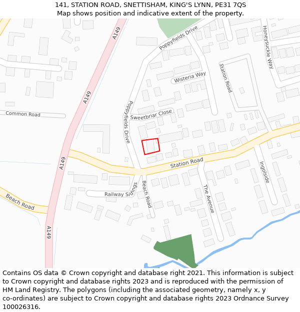 141, STATION ROAD, SNETTISHAM, KING'S LYNN, PE31 7QS: Location map and indicative extent of plot