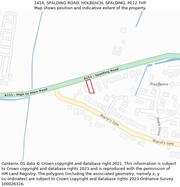 141A, SPALDING ROAD, HOLBEACH, SPALDING, PE12 7HP: Location map and indicative extent of plot