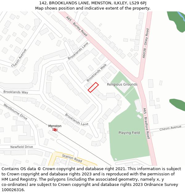 142, BROOKLANDS LANE, MENSTON, ILKLEY, LS29 6PJ: Location map and indicative extent of plot