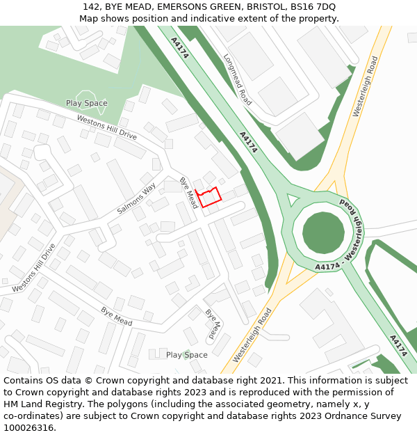 142, BYE MEAD, EMERSONS GREEN, BRISTOL, BS16 7DQ: Location map and indicative extent of plot