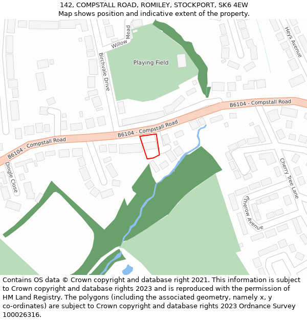 142, COMPSTALL ROAD, ROMILEY, STOCKPORT, SK6 4EW: Location map and indicative extent of plot