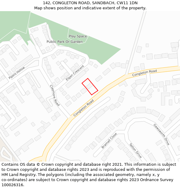 142, CONGLETON ROAD, SANDBACH, CW11 1DN: Location map and indicative extent of plot