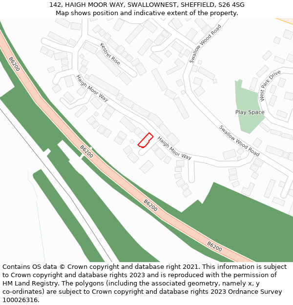 142, HAIGH MOOR WAY, SWALLOWNEST, SHEFFIELD, S26 4SG: Location map and indicative extent of plot