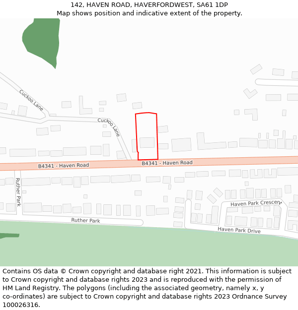 142, HAVEN ROAD, HAVERFORDWEST, SA61 1DP: Location map and indicative extent of plot